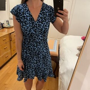 Banana republic blue cheetah wrap dress